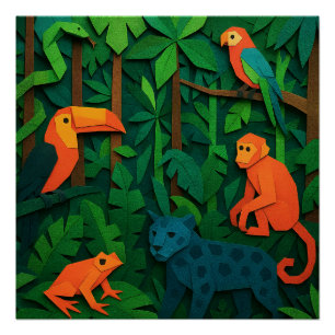 Bos Dieren in Vouwtechniek – Tropisch Jungleleven Perfect Poster