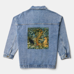 BOS DIEREN, RAVEN, VOS, PAUW Blauw Groen Bloemen Denim Jacket