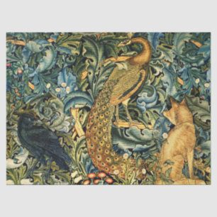 BOS DIEREN, RAVEN, VOS, PAUW Blauw Groen Bloemen Tissuepapier