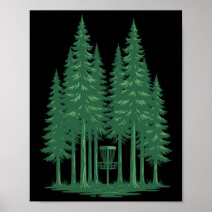 Bos Discgolf Schets Frisbee Golf Scene Voor Disc  Poster
