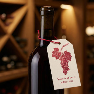 Bos druiven en wijnstokblad, bordeaux cadeaulabel