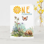Bos eerste verjaardagskaart met wilde bloemen kaart (Gele Bloem)
