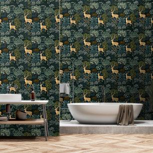 Bos en herten, geïnspireerd door William Morris De Behang