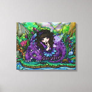 Bos Fairy Paarse Dragon Nursery Canvas Art