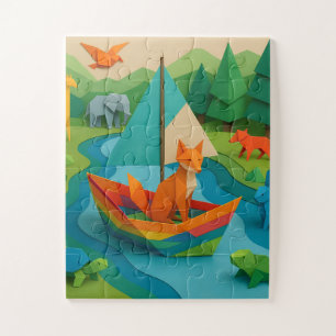 Bos Gevouwen Dieren – Kleurrijke Origami Wildlife Legpuzzel