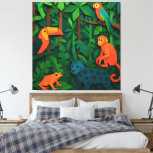 Bos gevouwen dieren – Tropische jungle wilde diere Canvas Afdruk