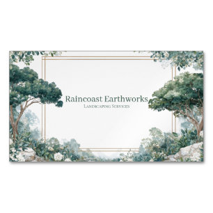Bos Goud Frame Aquarel Groen Botanisch Magnetisch Visitekaartje