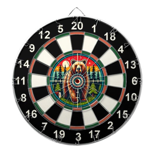Bos Grizzly met Target Overlay Dartbord (Voorkant)
