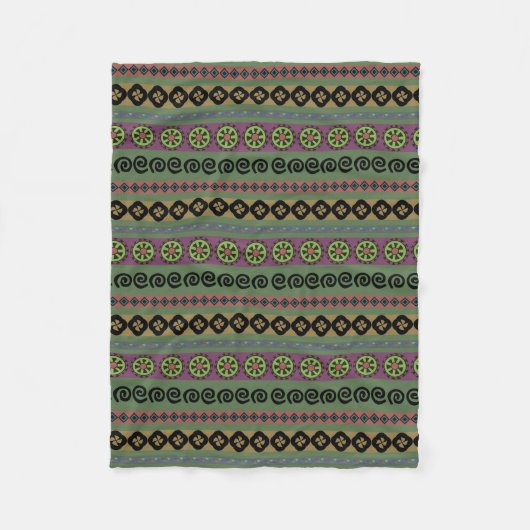 Bos Groen Boho Aztec Patroon Fleece Deken (Voorkant)