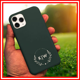 Bos groen en wit | Monogram moderne Initialen iPhone 16 Pro Max Hoesje