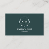 Bos groen en wit | Monogram moderne Initialen Visitekaartje (Achterkant)