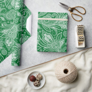 Bos groen en wit  Paisley Cadeaupapier