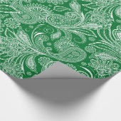 Bos groen en wit Paisley Cadeaupapier (Hoek)