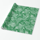 Bos groen en wit Paisley Cadeaupapier (Uitgerold)