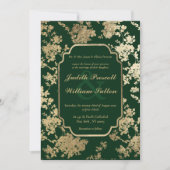 bos groen goud bloemenpatroon bruiloft kaart (Voorkant)