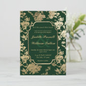 bos groen goud bloemenpatroon bruiloft kaart (Staand voorkant)