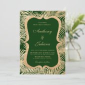 Bos groen goud glitter palmboom blad Bruiloft Kaart (Staand voorkant)
