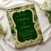 Bos groen goud glitter palmboom blad Bruiloft Kaart