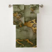 Bos Groen Goud Marmeren Steen Rock Metallic Bad Handdoek (Insitu)