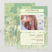  bos groen landschap foto bruiloft save the date (Voorkant / Achterkant)