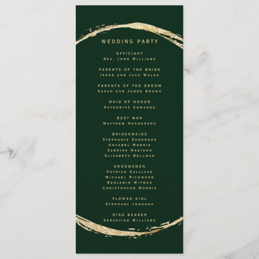 Bos Groen Rustieke Gouden Cirkel Ampersand Bruilof Programma (Achterkant)