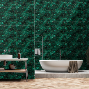 Bos groen sprankelend goud glitter luxe patroon behang