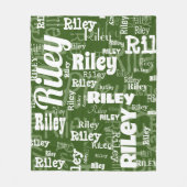 Bos Groen & Wit Naam Patroon Gepersonaliseerd Fleece Deken (Voorkant)
