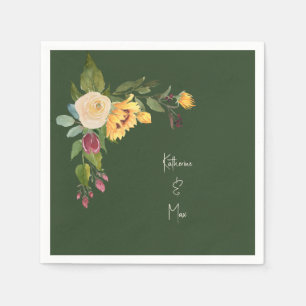 Bos Groene Zonnebloem Bruiloft Cocktail Servet