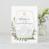 Bos Herbarium Geometrische Bat Mitzvah Kaart (Staand voorkant)