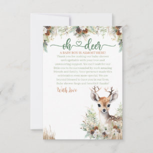 Bos Herten Baby Shower Jongen Bedankkaart