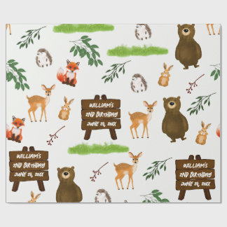 Bos Herten Beer Konijn Vos Egel Verjaardag Cadeaupapier