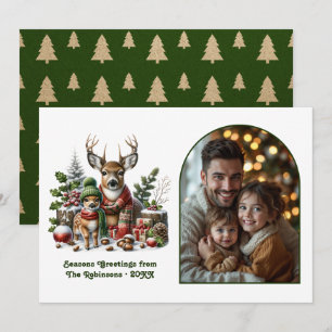 Bos Herten Familie Knus Bos Kerst Foto Feestdagenkaart