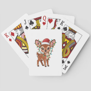 Bos herten in kerstverlichting gewikkeld pokerkaarten