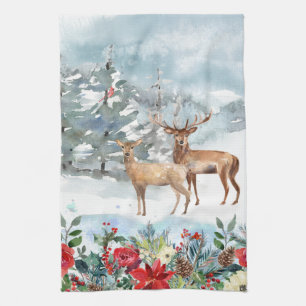 Bos Herten Kerstmis Theedoek
