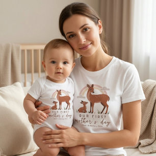 Bos Herten Moeder Baby Liefde Eerste Moederdag Kun T-shirt