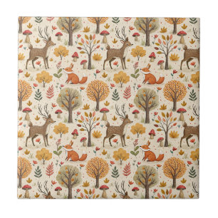 Bos Herten & Vos Herfst Bos Dieren Patroon Tegeltje