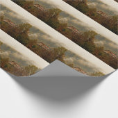 Bos houten huis: rustige scène cadeaupapier (Hoek)