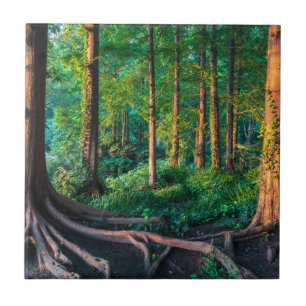 Bos in de zomer tegeltje