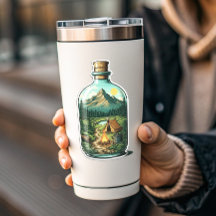 Bos Kamperen In Een Fles Vinyl Sticker | Sticker