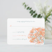 Bos Koraal Bladeren AQUA Boom Trouw Uitnodiging (Staand voorkant)