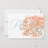 Bos Koraal Bladeren AQUA Boom Trouw Uitnodiging (Achterkant)