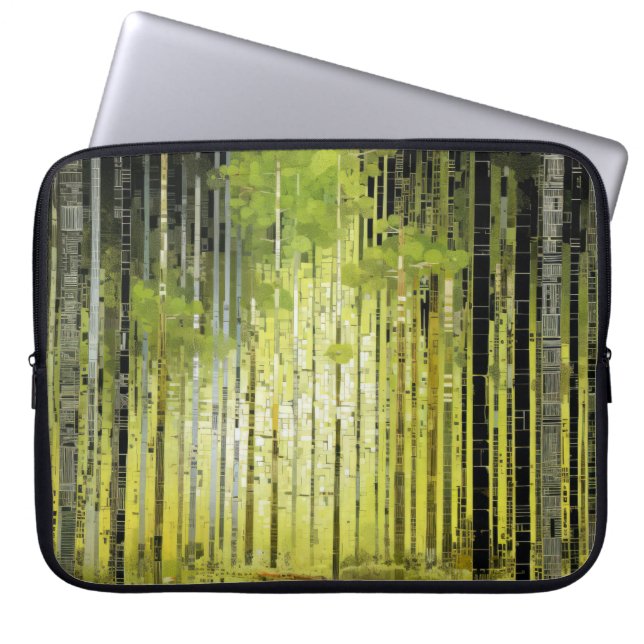 Bos Landschap Art Decor Verf Mozaïek Laptop Sleeve (Voorkant)