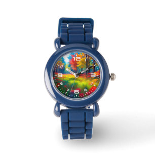 Bos met Kleurrijke Bomen En Bloemen Horloge