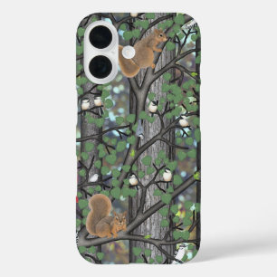 Bos met vogels en eekhoorns iPhone 16 hoesje