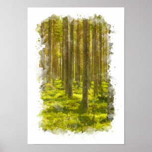 Bos Natuur Landschap - Aquarel Poster