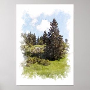 Bos Natuur Landschap - Watercolor Poster