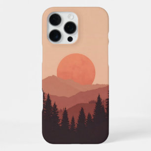 Bos natuurillustratie van Sunset Mountain iPhone 16 Pro Max Hoesje
