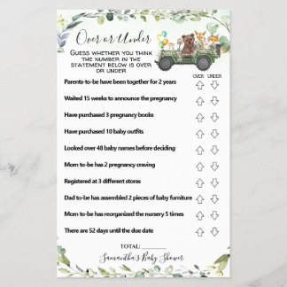 Bos Over of Onder Baby Shower Spelkaart Flyer