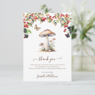 Bos Paddenstoel & Paddenstoel Herfst Baby Shower Bedankkaart