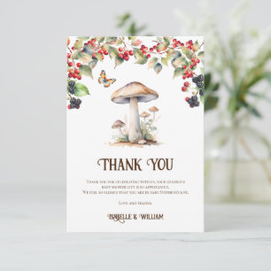 Bos Paddenstoel & Paddenstoel Herfst Baby Shower Bedankkaart